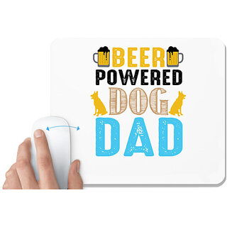                       UDNAG White Mousepad 'Beer Dog Father | BEER Power Dog DAD' for Computer / PC / Laptop [230 x 200 x 5mm]                                              