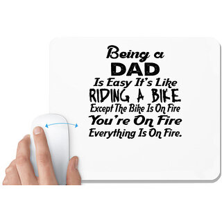                       UDNAG White Mousepad 'Father | being a dad is easy it's like' for Computer / PC / Laptop [230 x 200 x 5mm]                                              