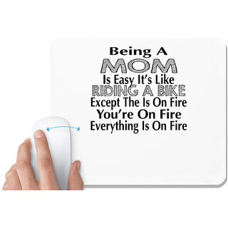                       UDNAG White Mousepad 'Mother | being a mom is easy it's like' for Computer / PC / Laptop [230 x 200 x 5mm]                                              