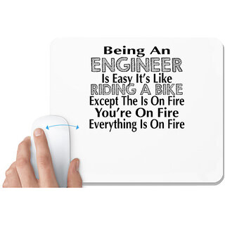                       UDNAG White Mousepad 'Engineer | being an engineer is easy it's like' for Computer / PC / Laptop [230 x 200 x 5mm]                                              