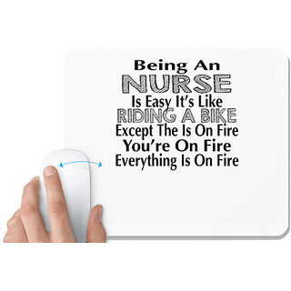                       UDNAG White Mousepad 'Nurse | being an nurse is easy it's like' for Computer / PC / Laptop [230 x 200 x 5mm]                                              
