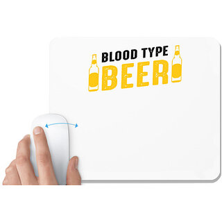                       UDNAG White Mousepad 'Beer | Blood type Beer' for Computer / PC / Laptop [230 x 200 x 5mm]                                              
