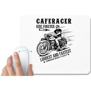 UDNAG White Mousepad 'Rider | Cafe racer' for Computer / PC / Laptop [230 x 200 x 5mm]