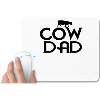                       UDNAG White Mousepad 'Father | cow dad' for Computer / PC / Laptop [230 x 200 x 5mm]                                              