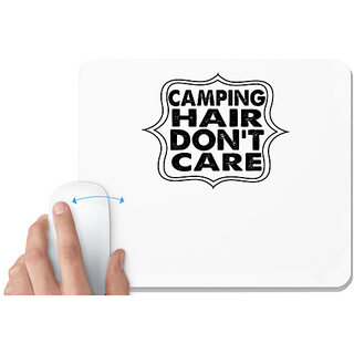                      UDNAG White Mousepad 'Camping | camping hair don't' for Computer / PC / Laptop [230 x 200 x 5mm]                                              
