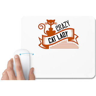                       UDNAG White Mousepad 'Lady | crazy cat lady 01' for Computer / PC / Laptop [230 x 200 x 5mm]                                              