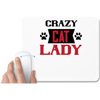                       UDNAG White Mousepad 'Lady | crazy cat lady' for Computer / PC / Laptop [230 x 200 x 5mm]                                              
