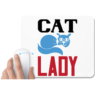 UDNAG White Mousepad 'Lady | cat lady' for Computer / PC / Laptop [230 x 200 x 5mm]