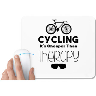                       UDNAG White Mousepad 'Cycling | ycling it's Cheaper' for Computer / PC / Laptop [230 x 200 x 5mm]                                              