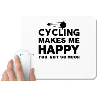                      UDNAG White Mousepad 'Cycling | Cycling Makes Me,' for Computer / PC / Laptop [230 x 200 x 5mm]                                              