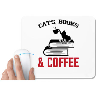                       UDNAG White Mousepad 'Coffee | ats book and coffee' for Computer / PC / Laptop [230 x 200 x 5mm]                                              