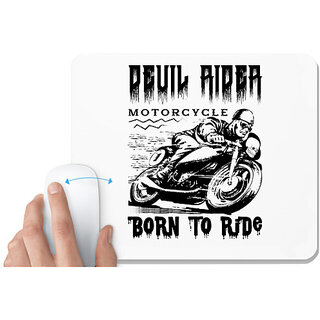                       UDNAG White Mousepad 'Rider | Devil rider' for Computer / PC / Laptop [230 x 200 x 5mm]                                              