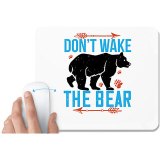                       UDNAG White Mousepad 'The Bear | Dont wake the bear 01' for Computer / PC / Laptop [230 x 200 x 5mm]                                              