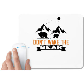                       UDNAG White Mousepad 'Bear | Dont wake the bear' for Computer / PC / Laptop [230 x 200 x 5mm]                                              