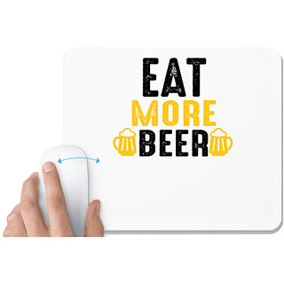                       UDNAG White Mousepad 'Beer | Eat More beer' for Computer / PC / Laptop [230 x 200 x 5mm]                                              