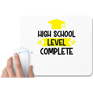                       UDNAG White Mousepad 'School | High School Level Complete' for Computer / PC / Laptop [230 x 200 x 5mm]                                              