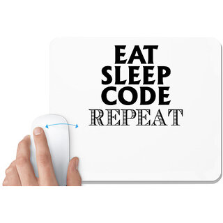                       UDNAG White Mousepad 'Code | eat sleep code repeat' for Computer / PC / Laptop [230 x 200 x 5mm]                                              