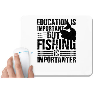                       UDNAG White Mousepad 'Fishing | Education' for Computer / PC / Laptop [230 x 200 x 5mm]                                              