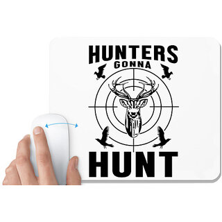                       UDNAG White Mousepad 'Hunter | Hunters gonna' for Computer / PC / Laptop [230 x 200 x 5mm]                                              