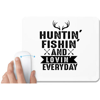                       UDNAG White Mousepad 'Hunter | Hunting Fishing' for Computer / PC / Laptop [230 x 200 x 5mm]                                              