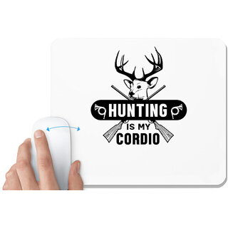                       UDNAG White Mousepad 'Hunter | Hunting is my' for Computer / PC / Laptop [230 x 200 x 5mm]                                              