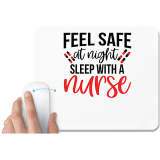                       UDNAG White Mousepad 'Nurse | Feel Save' for Computer / PC / Laptop [230 x 200 x 5mm]                                              