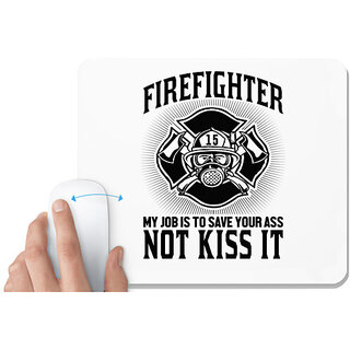                       UDNAG White Mousepad 'Fire fighter | Fire Fighter my job' for Computer / PC / Laptop [230 x 200 x 5mm]                                              