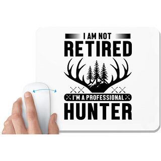                       UDNAG White Mousepad 'Retired | I am not' for Computer / PC / Laptop [230 x 200 x 5mm]                                              