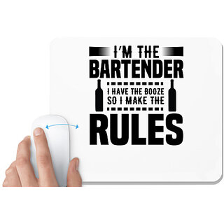                       UDNAG White Mousepad 'Bartender | I am the Bartender' for Computer / PC / Laptop [230 x 200 x 5mm]                                              