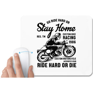                       UDNAG White Mousepad 'Rider | Go ride hard' for Computer / PC / Laptop [230 x 200 x 5mm]                                              