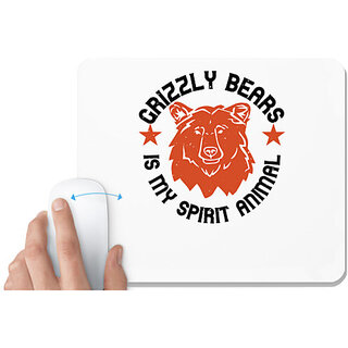                       UDNAG White Mousepad 'Winter, Bear | grizzly bears is my spirit animal' for Computer / PC / Laptop [230 x 200 x 5mm]                                              
