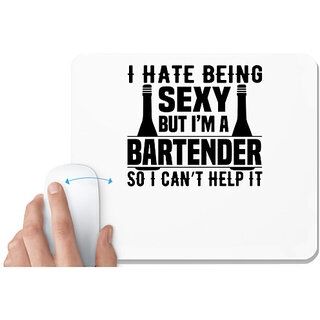                       UDNAG White Mousepad 'Bartender | I hate being' for Computer / PC / Laptop [230 x 200 x 5mm]                                              