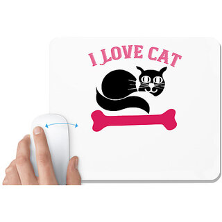                       UDNAG White Mousepad 'Cat | i love cat 01' for Computer / PC / Laptop [230 x 200 x 5mm]                                              