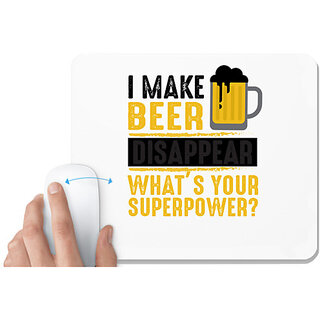                       UDNAG White Mousepad 'Beer | I make Beer Diaspper Whats Your Super Power' for Computer / PC / Laptop [230 x 200 x 5mm]                                              