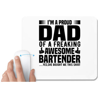                       UDNAG White Mousepad 'Father | I'm a proud dad' for Computer / PC / Laptop [230 x 200 x 5mm]                                              