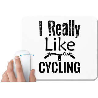 UDNAG White Mousepad 'Cycling | I Really Like Cycling' for Computer / PC / Laptop [230 x 200 x 5mm]