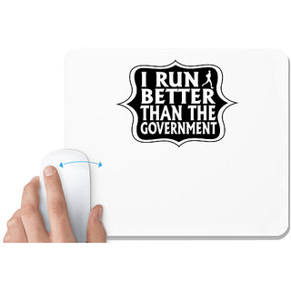                       UDNAG White Mousepad 'Government | i run better' for Computer / PC / Laptop [230 x 200 x 5mm]                                              