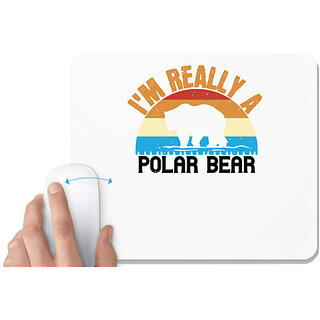                       UDNAG White Mousepad 'Winter, Bear | I'm Really A Polar Bear 02' for Computer / PC / Laptop [230 x 200 x 5mm]                                              