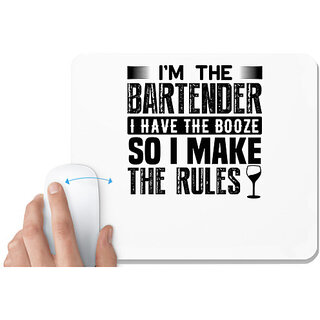                       UDNAG White Mousepad 'Bartender | Im the bartender' for Computer / PC / Laptop [230 x 200 x 5mm]                                              