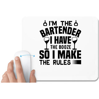                       UDNAG White Mousepad 'Bartender | IM THE' for Computer / PC / Laptop [230 x 200 x 5mm]                                              