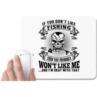                       UDNAG White Mousepad 'Death Fishing | If you don't' for Computer / PC / Laptop [230 x 200 x 5mm]                                              