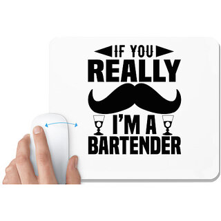                       UDNAG White Mousepad 'Bartender | If you really' for Computer / PC / Laptop [230 x 200 x 5mm]                                              