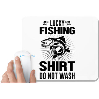                       UDNAG White Mousepad 'Fishing | Lucky fishing-1' for Computer / PC / Laptop [230 x 200 x 5mm]                                              