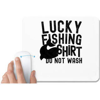                       UDNAG White Mousepad 'Fishing | Lucky Fishing' for Computer / PC / Laptop [230 x 200 x 5mm]                                              