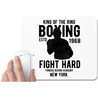                       UDNAG White Mousepad 'Boxing | King of The Ring' for Computer / PC / Laptop [230 x 200 x 5mm]                                              