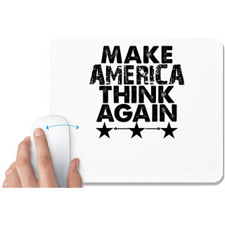                       UDNAG White Mousepad 'America | make america think again' for Computer / PC / Laptop [230 x 200 x 5mm]                                              