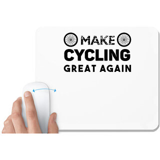                       UDNAG White Mousepad 'Cycling | Make Cycling' for Computer / PC / Laptop [230 x 200 x 5mm]                                              