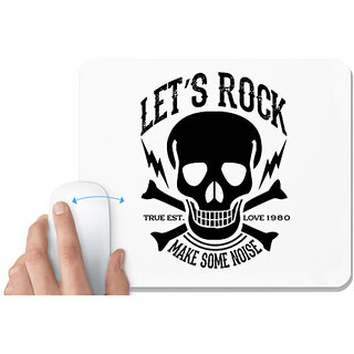                       UDNAG White Mousepad 'Death | Let's rock' for Computer / PC / Laptop [230 x 200 x 5mm]                                              