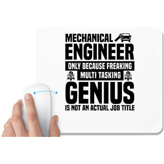                       UDNAG White Mousepad 'Genius | Mechanical engineer' for Computer / PC / Laptop [230 x 200 x 5mm]                                              