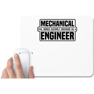                       UDNAG White Mousepad 'Engineer | Mechanical evil' for Computer / PC / Laptop [230 x 200 x 5mm]                                              